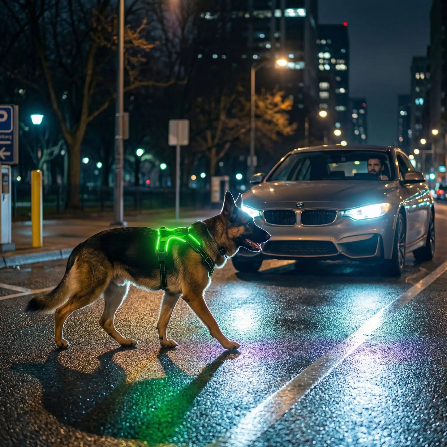 Rechargeable LED Light-Up Dog Harness – Night Visibility
