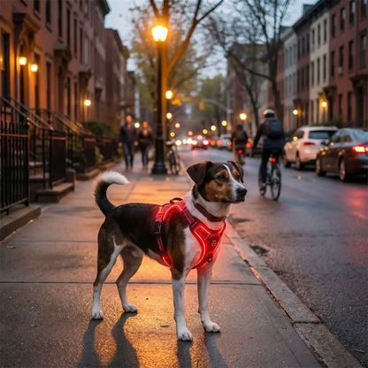 Rechargeable LED Light-Up Dog Harness – Night Visibility
